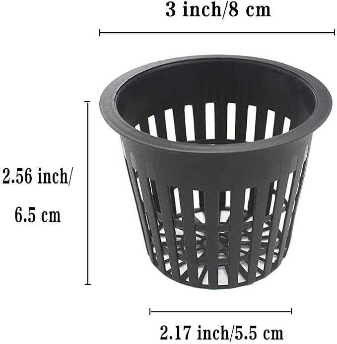Panxxsen 50 Pack 3 Inch Net Pots Cups for Hydroponics, Slotted Mesh Net Cups for Aquaponics Orchids Vegetables, Heavy Duty Plastic Planting Baskets, Wide Lip Design