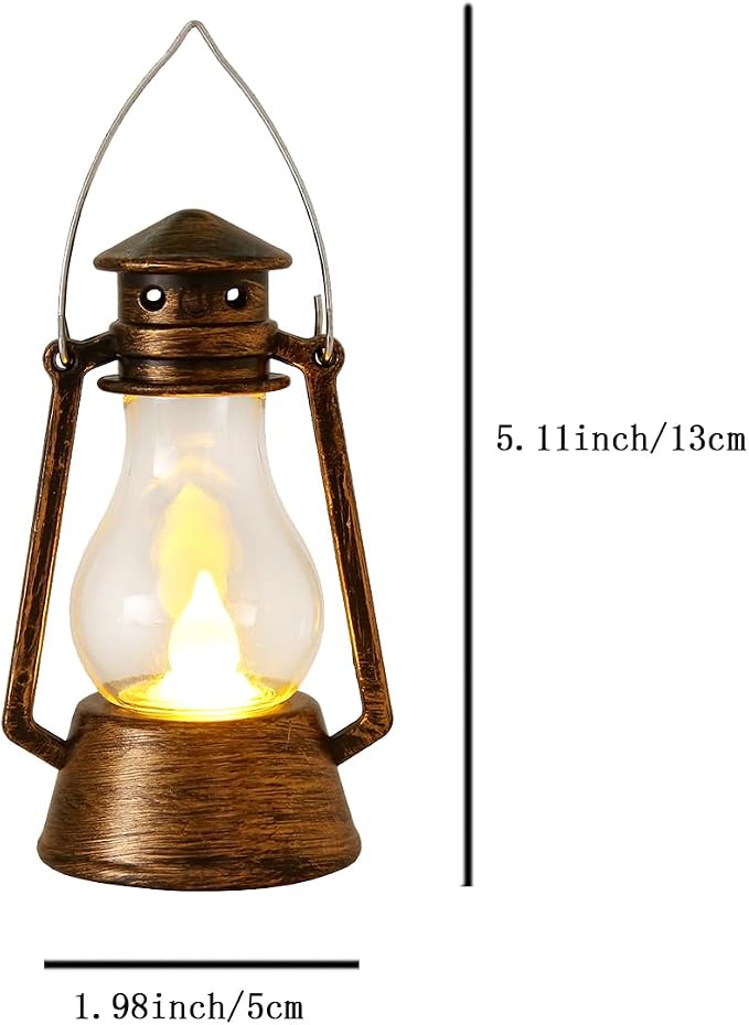 Mini Vintage Lantern Decor 12-Pcs LED Small Lanterns Indoor Decorative Outdoor Hanging Lantern Decorative Candle Lanterns Farmhouse Decor for Wedding Centerpiece,Halloween,Christmas Decorative