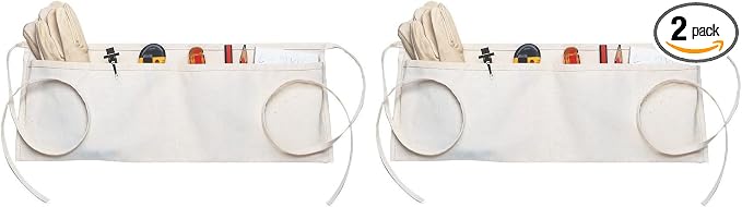 Custom Leathercraft Clc C6 Canvas Waist Apron Two Pocket, Unisex Adult, White, (Pack of 2)