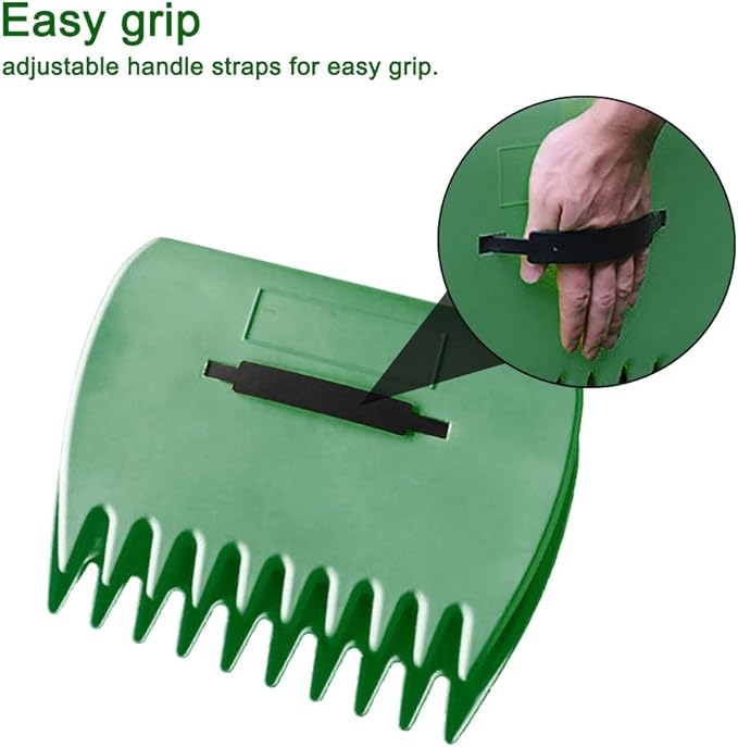 Bibabala Garden and Yard Leaf Scoops Hand Rakes, Large Sized Hand Rakes, Lightweight Plastic Leaf Scoop, for Leaves, Lawn Debris and Trash Pick Up(Dark Green)
