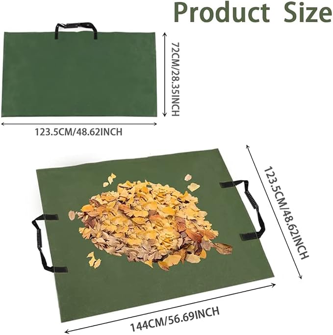 Leaf Bag for Collecting Leaves Reusable Garden Yard Waterproof 2 IN 1 Waste Bags Leaf Tarp Trash Canvas Heavy Duty Storage Lawn Container Collapsible with Handle (Green 3)
