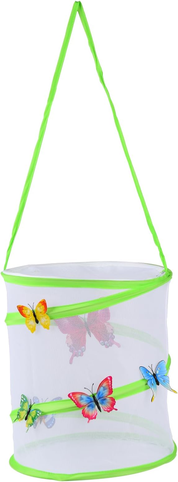 Insect Lore Butterfly Garden Habitat Foldable Washable and Reusable Butterfly Cage (Green-A, Medium)