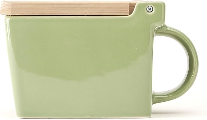 ZERO JAPAN Bee House Premium Salt Box with Hinoki Lid - Container for Sea Salt and Spices - Elegant Cellar for Kitchen Countertop - Artichoke Green, 16 oz