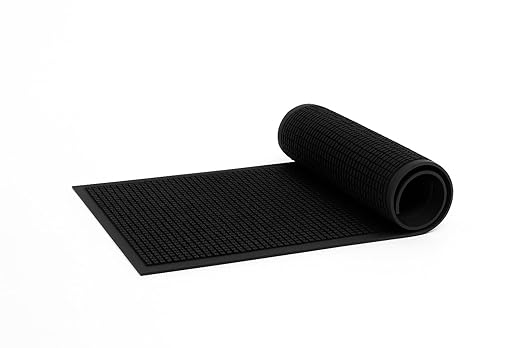 Guardian Clean Step Scraper Heavy-Duty Outdoor Rubber Floor Mat, 3ft x 10ft, Black, Scrapes Shoes Clean of Dirt, Snow, and Grime