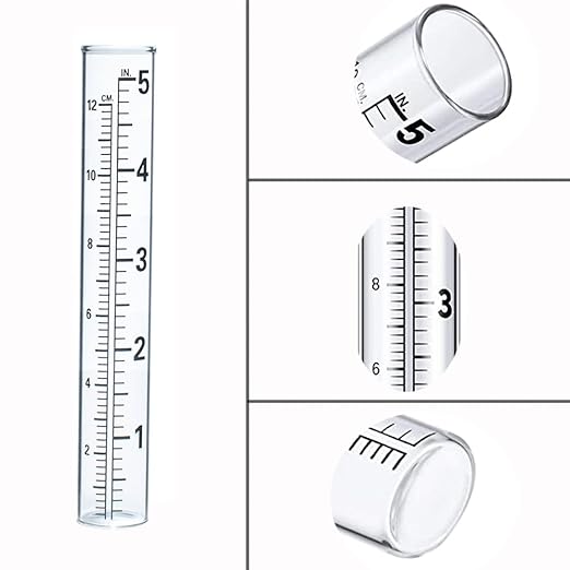 YZDTECH Plastic rain Gauge Replacement Tube, 5'' Capacity rain gauges Replacement Tubes Plastic for Yard Garden Outdoor Home, with Tube Brush, Best Rated