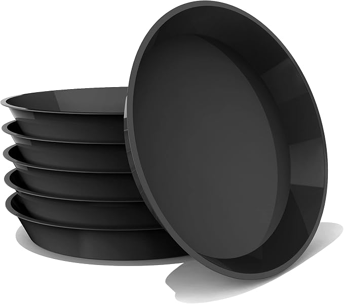 6 Pack Plant Saucer 12 14 16 18 20 22 Inch Plastic Plant Tray, Sturdy and Durable Flower Pot Container Accessories Plant Pot Saucers for Indoor and Outdoor (18 Inch, Black)