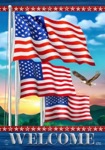Briarwood Lane Waving American Flags Welcome Garden Flag Patriotic Eagle 12.5" x 18"