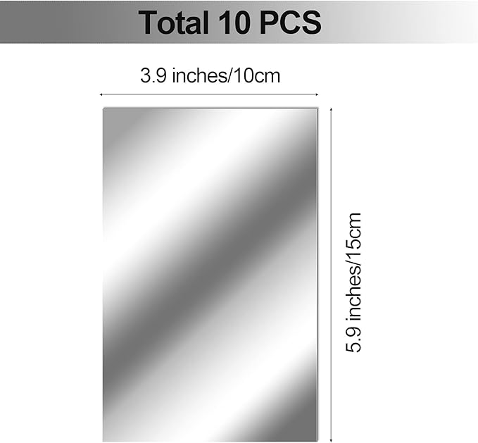 Zonon Flexible Mirror Sheets Self Adhesive Non Glass Mirror Tiles Stickers for Home Wall Decor(10 Pieces,4 x 6 Inches)