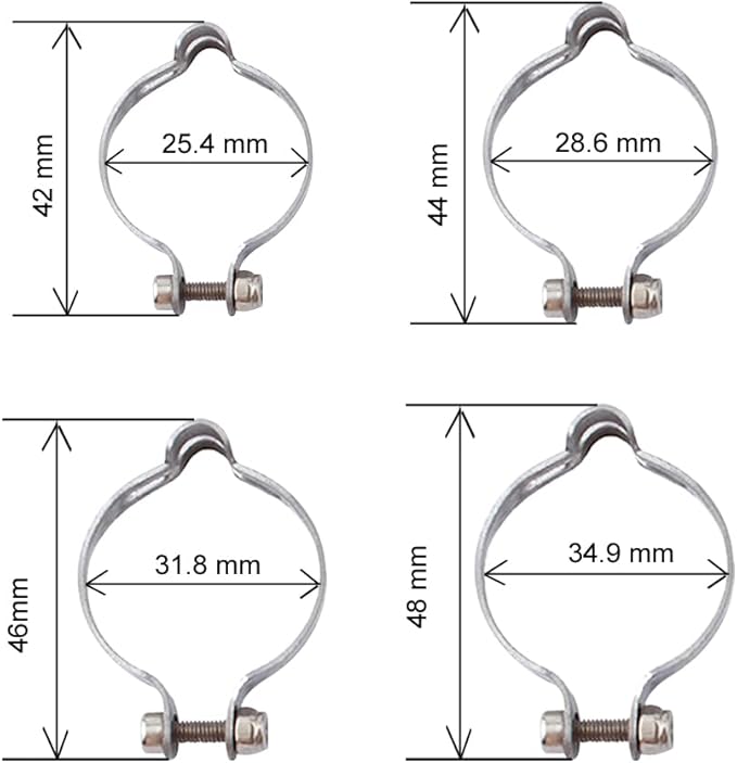 4 Sets of Each 25.4/28.6/31.8/34.9mm Metal Ring Firmly to Frame Bike Cable Guide Brake Cable Shift Cable Derailleur Cable Base Guide Clip Fitting Line Tube Housing Durable (Total 16 Sets)