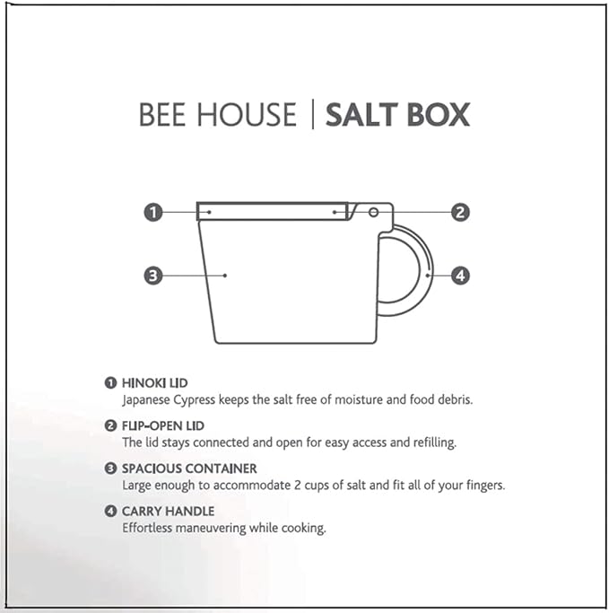 ZERO JAPAN Bee House Premium Salt Box with Hinoki Lid - Container for Sea Salt and Spices - Elegant Cellar for Kitchen Countertop - Artichoke Green, 16 oz