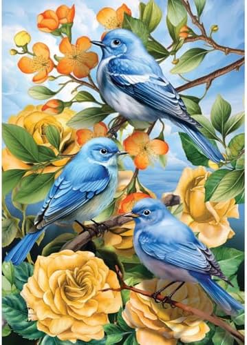 Briarwood Lane Bluebirds and Roses Garden Flag