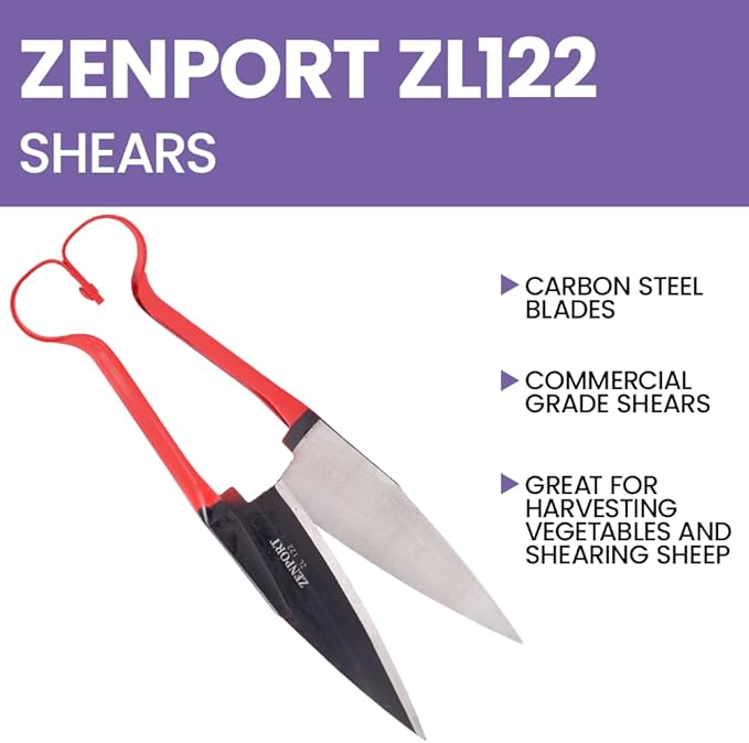 Zenport ZL122 Heavy Duty Onion & Sheep Shears – 13-Inch Double Bow Shear with 6.5-Inch Carbon Steel Blades, Spring-Loaded Garden & Harvest Cutting Tool