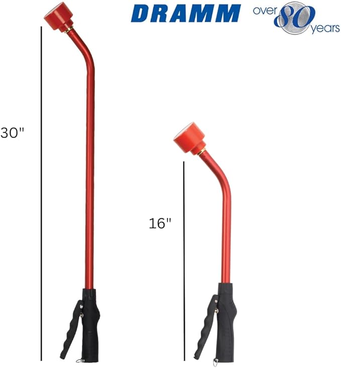 Dramm Touch-N-Flow Rain Wand – 30” Long, Blue – Full Watering Flow with Trigger-Style Shut-Off Valve & Lock – High-Flow, Gentle Spray for Gardens, Hanging Baskets & Flowerbeds