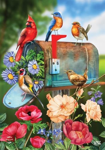 Birds and Mailbox Spring Garden Flag 12.5 x 18 Floral Cardinal Briarwood Lane