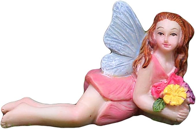 Miniature Garden Fairy Figurines Set, 4 Piece Fairy Garden Accessories with Flower Chair, Cute Fairies Gifts for Outdoor Fairy Garden Decor