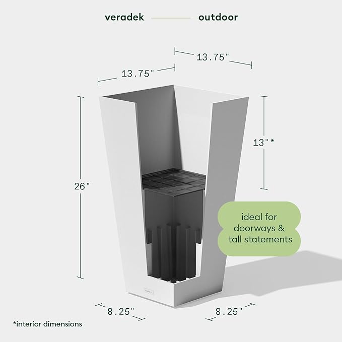 Veradek V-Resin Indoor/Outdoor Taper Planter, 2-Pack (26 inch, White)