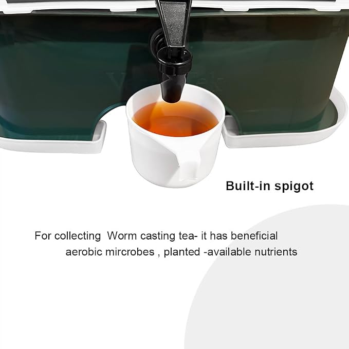 The Original VermiHut® Plus 5-Tray Worm Compost Bin – Indoor & Outdoor Vermicomposting System, Continuous Flow Food Waste Recycler for Organic Composting & Gardening - Dark Green