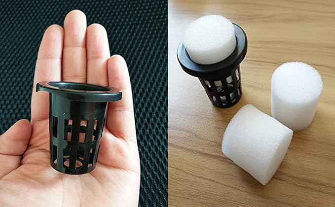 100PCS 1.75" Mesh Net Cup Pots Basket Hydroponics System Supplies Aquaponics Seed Growing Media Black
