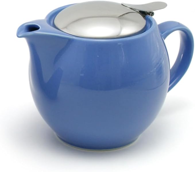 ZERO JAPAN Blueberry Ceramic Teapot, Blue with Violet Undertone, Japanese Teapot with Stainless Steel Lid and Removable Infuser, Made in Mino Japan, 15 oz