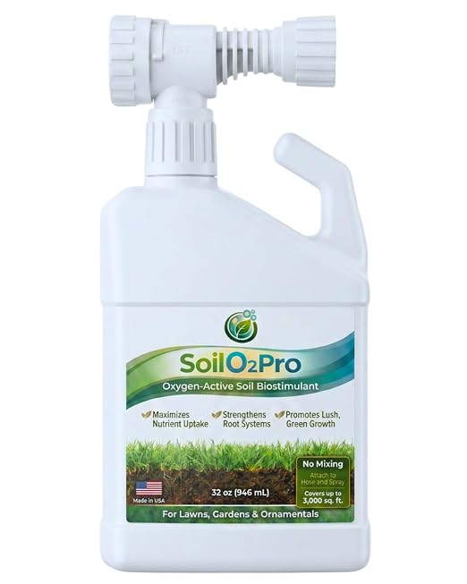Liquid Soil Aerator & Oxygen-Active Biostimulant - Revitalizes Hard Compacted Clay Soil - 32 oz Hose-End Sprayer, No Mixing Required (Covers 3,000 sq. ft.)