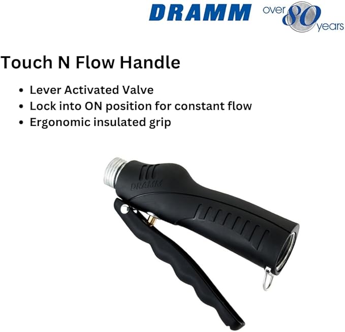 Dramm Touch-N-Flow Rain Wand – 30” Long, Red – Full Watering Flow with Trigger-Style Shut-Off Valve & Lock – High-Flow, Gentle Spray for Gardens, Hanging Baskets & Flowerbeds