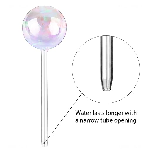 Tomorotec [3PCS] Light Iridescent Rainbow Gradient Color Clear Glass Self-Watering System Spikes, Automatic Plant Waterer Bulbs
