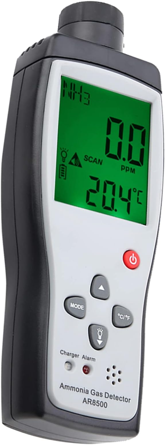 Fafeicy Smart Sensor AR8500 Gas Detector, ABS Material, High Sensitivity NH3 Monitor, Handheld Tester for Farms, Power Plants, and Mines
