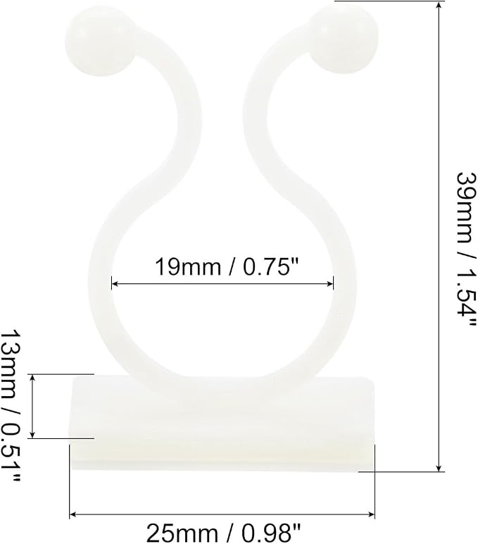 uxcell 100Pcs Plant Climbing Wall Fixture Clips, Plant Fixer Self-Adhesive Hooks Wire Fixing Supporting for Indoor Outdoor Decoration and Cable Wire Fixing (White, 19mm/0.75")