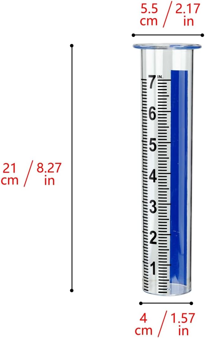 BinaryABC 2PCS Plastic Rain Gauge Replacement Tube,8.3 Inch Transparent Outdoor Rain Meter Tubes for Lawn Garden Yard Home