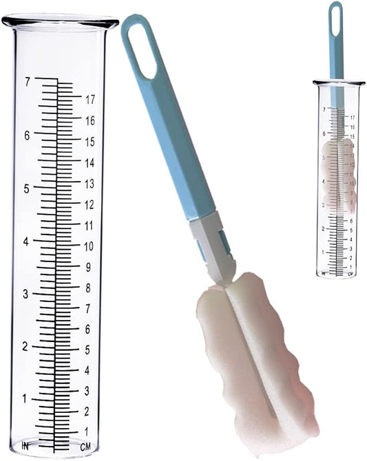 BIUWING 7 inch Rain Gauge Replacement Tube Glass for Yard Garden and Outdoor Home, with Clean Brush