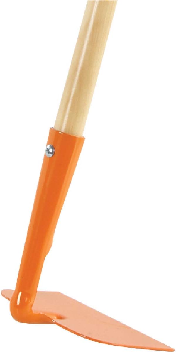 Rugg Kids Long Handle Garden Hoe, Mini Digging Tool with Wooden Handle, Gardening Tool for Children, Orange