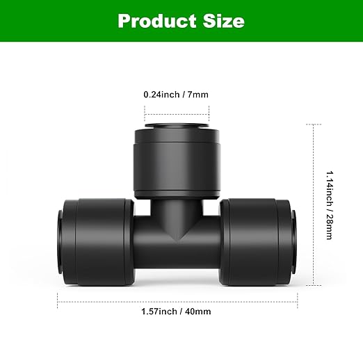 1/4 Inch Drip Irrigation Tee Connectors, Barbed T Fittings for 1/4" Tubing, Quick-Install Leak-Free Splitters for Drip & Sprinkler Irrigation Systems, 18 Pack