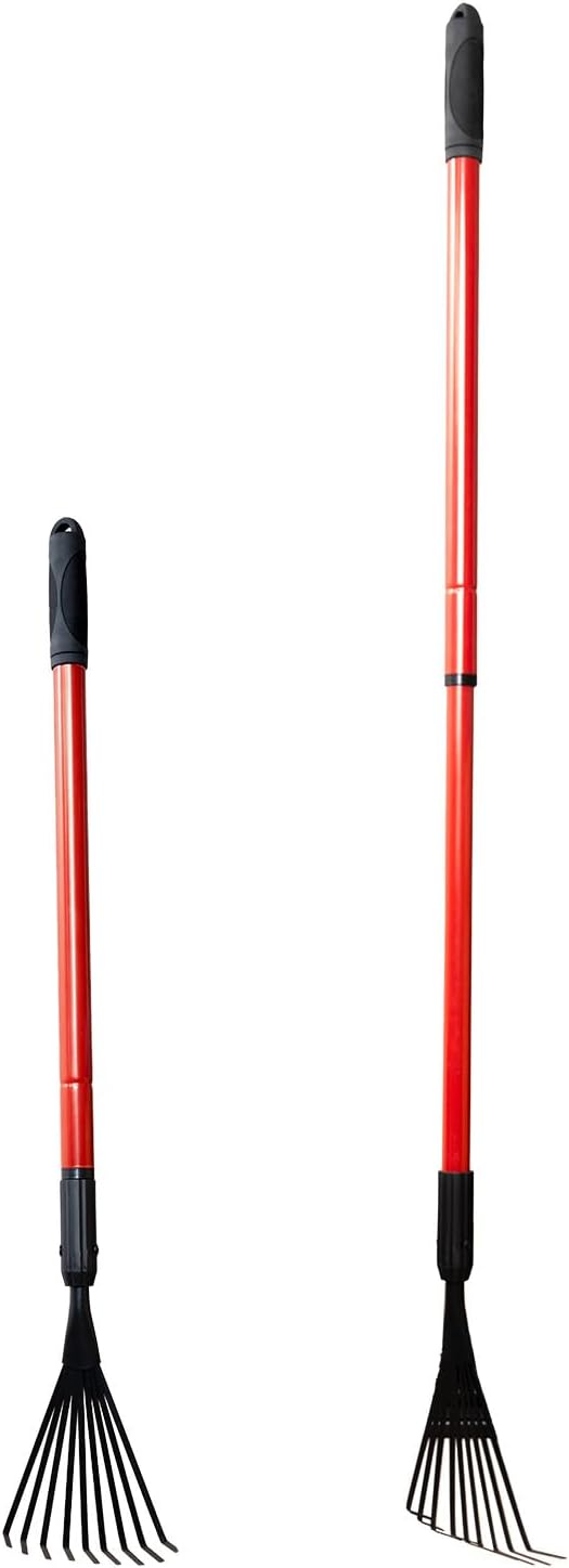 Extendable Handle Rake,Shrub Rake,for Clean up Debris Lawn Shrub Bush and Flowers