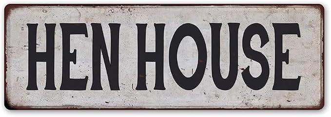 Vintage Style Hen House Metal Sign, Rustic Farmhouse Wall Decor, 4 x 16 inches