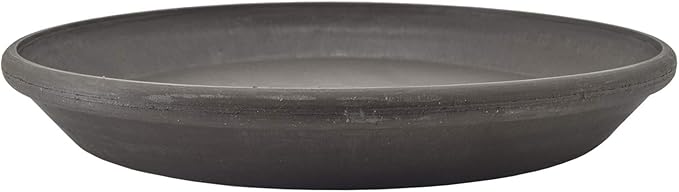 PSW Pot Collection AP25DC 10-inch Plastic/Stone/Wood Composite Plant Saucer Drip Tray – No Drainage Hole (Drillable), Indoor/Outer Water Tray, Dark Charcoal