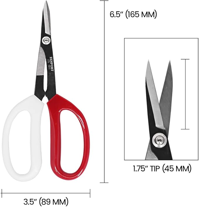 Zenport ZS105 Deluxe Garden Scissors, 6.5-Inch, 1.5 Inch Carbon Steel Blades, Red/White