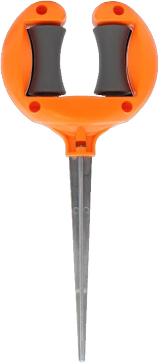 Heavy-Duty Garden Hose Guide Stake – 360° Smooth-Rolling Hose Roller with Anti-Rust Metal Spike | Protect Plants & Prevent Tangles | for Watering, Car Washing (Orange)
