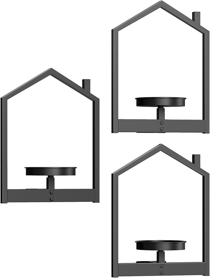 HOOBRO Hanging Planters for Indoor Plants, Wall Plant Holder Set of 3, Plant Hanger Indoor Window Plant Shelves, Metal Frame, Space Saving, for Living Room Outdoor Entryway, Black BK08HJP301