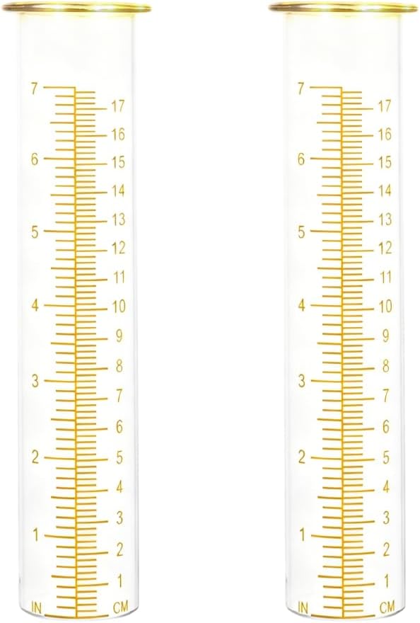 7'' Capacity Rain Gauge Replacement Tube Glass, 2 Pcs Replacement Rain Gauge Tube for Garden Yard Outdoor(Yellow)