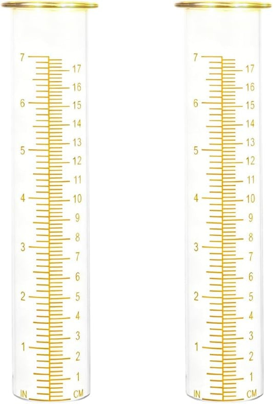 7'' Capacity Rain Gauge Replacement Tube Glass, 2 Pcs Replacement Rain Gauge Tube for Garden Yard Outdoor(Yellow)