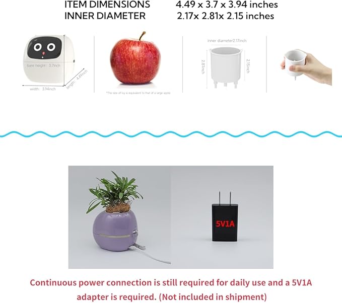 Smart Plant Pot with Expression, AI Intelligent Flower Pot for Indoor Decoration, Smart Garden Pot with Water/Light/Temperature Sensors, Ivy AI Planter(Green)