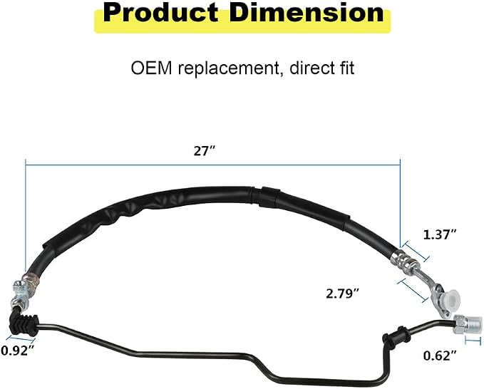 WMPHE Power Steering Pressure Hose Compatible with Honda Accord 2.4L L4 2008 2009 2010 2011 2012, Honda Crosstour 2.4L L4 2012 2013 2014 2015, Replacement for 53713-TA0-A02, 3403693