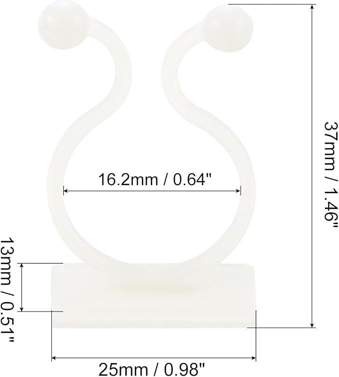 uxcell 100Pcs Plant Climbing Wall Fixture Clips, Plant Fixer Self-Adhesive Hooks Wire Fixing Supporting for Indoor Outdoor Decoration and Cable Wire Fixing (White, 16.2mm/0.64")