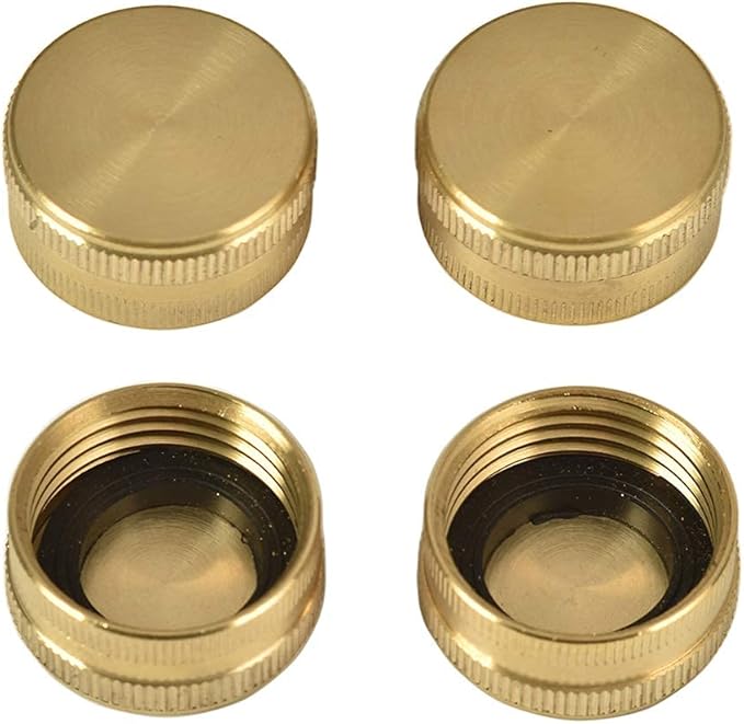 3/4 Inch Garden Hose End Caps, Female End Cap, Brass Spigot Cap, hose plug,faucet cap, 4 Pack