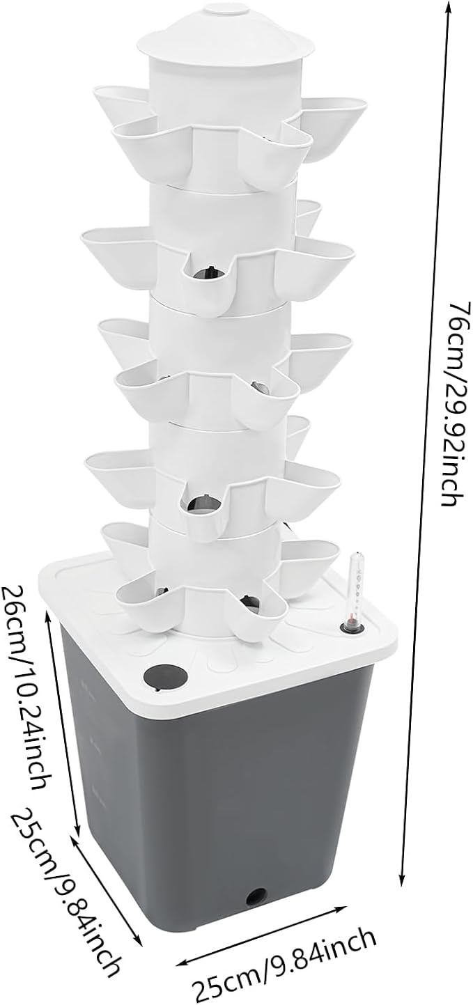 Hydroponics Growing System Kit & Vertical Indoor Garden Planter, 25-Pod Hydroponic Mechanism Indoor Plants, Herbs, Vegetables for Home Gardening System (White)
