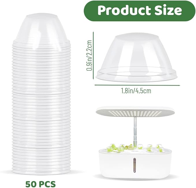 50Pcs Grow Domes 4cm/1.57in Inner Diameter, Transparent Replacement Pod Grow Domes Cap, Humidity Domes Cover Lid, Domes Cap for Grow Basket, Greenhouse, Hydroponic Growing (50)