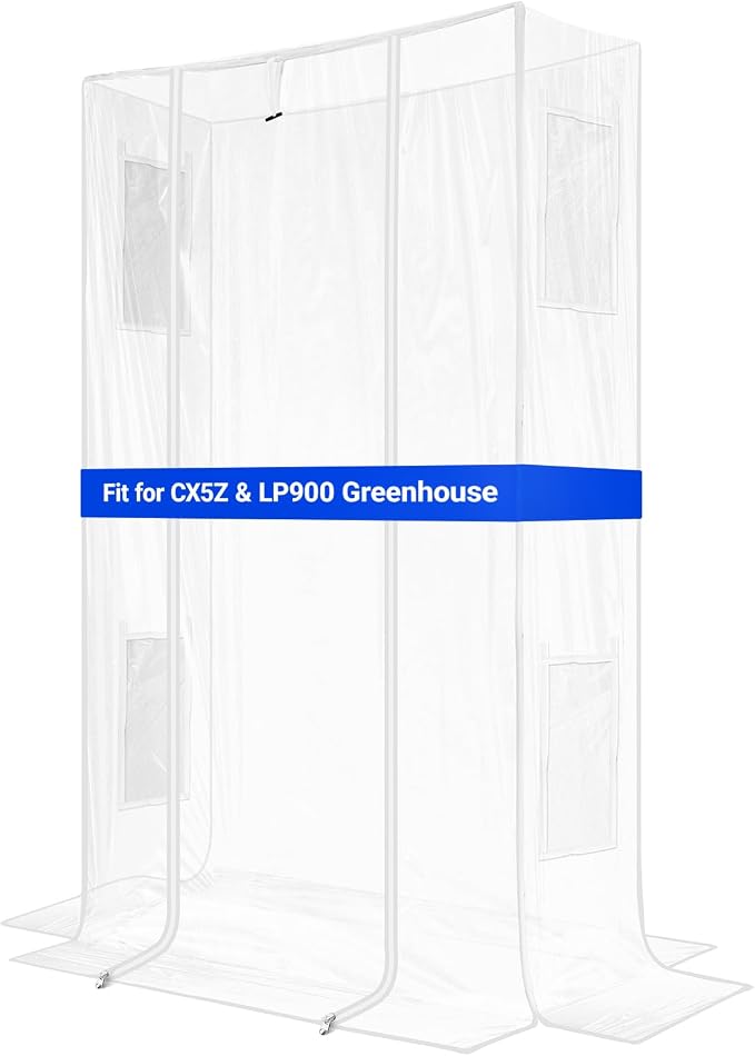 Barrina Indoor Greenhouse Tent, 36.2 × 14.2 ×67IN, High-Clarity, Zippered EVA Plant Stand Cover, 2 Ventilation Windows, Specifically Designed to Fit Barrina CX5Z/LP900 59.1IN Height Plant Stand
