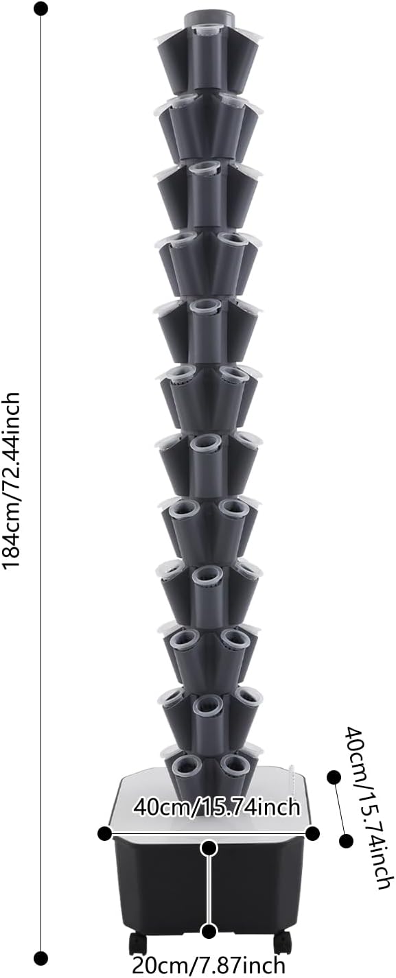 Hydroponics Growing System, 12 Layers 60 Plant Sites Indoor Hydroponic Tower with Water Pump, Vertical Garden Planter with Wheels, Hydroponic Germination Kit for Gardening Lover