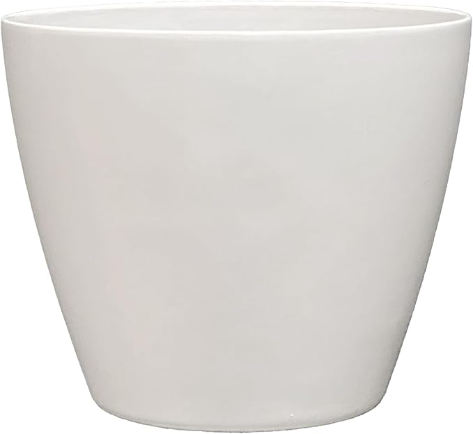 Classic Home and Garden by Growscape Vogue Planter Pots w/Pottery Quality Finish, Modern Indoor & Outdoor Flower Pots, UV-Resistant Porch Planters, Decorative Pot for Flowers & Herbs (8” Stark White)