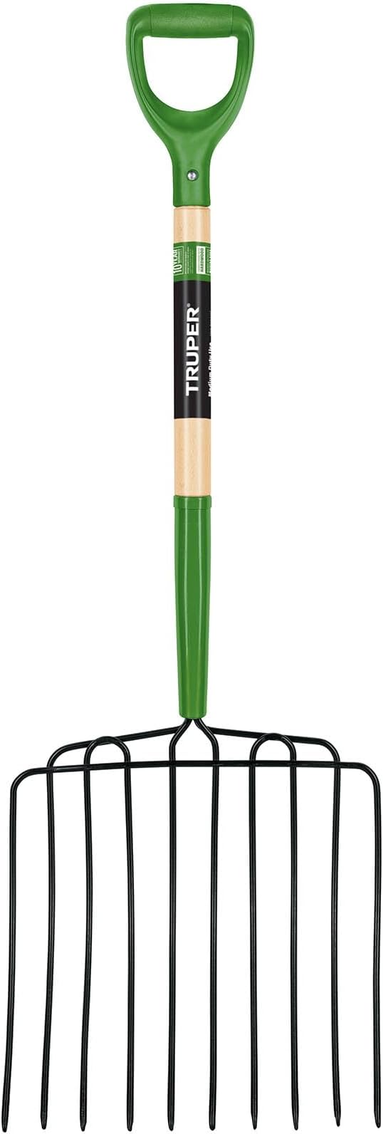 Truper TruTough Ensilage Fork, Manure/Bedding Fork, 10 Tines, 30-Inch Wood Handle with Poly D-Handle (Model BPJ-10/30330)